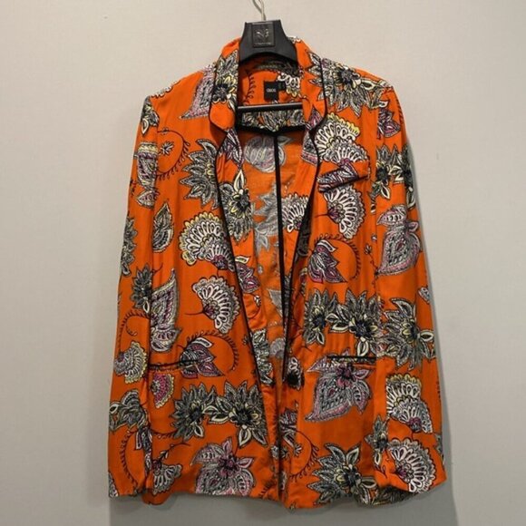 ASOS Jacket Black White Orange Floral - Picture 8 of 14